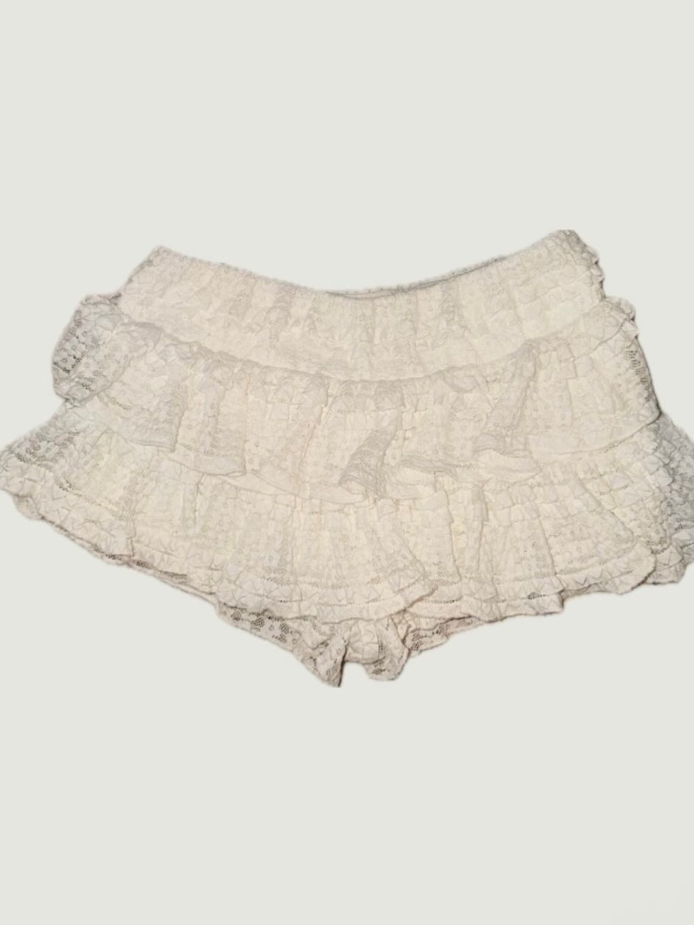 White Lace Ruffle Shorts